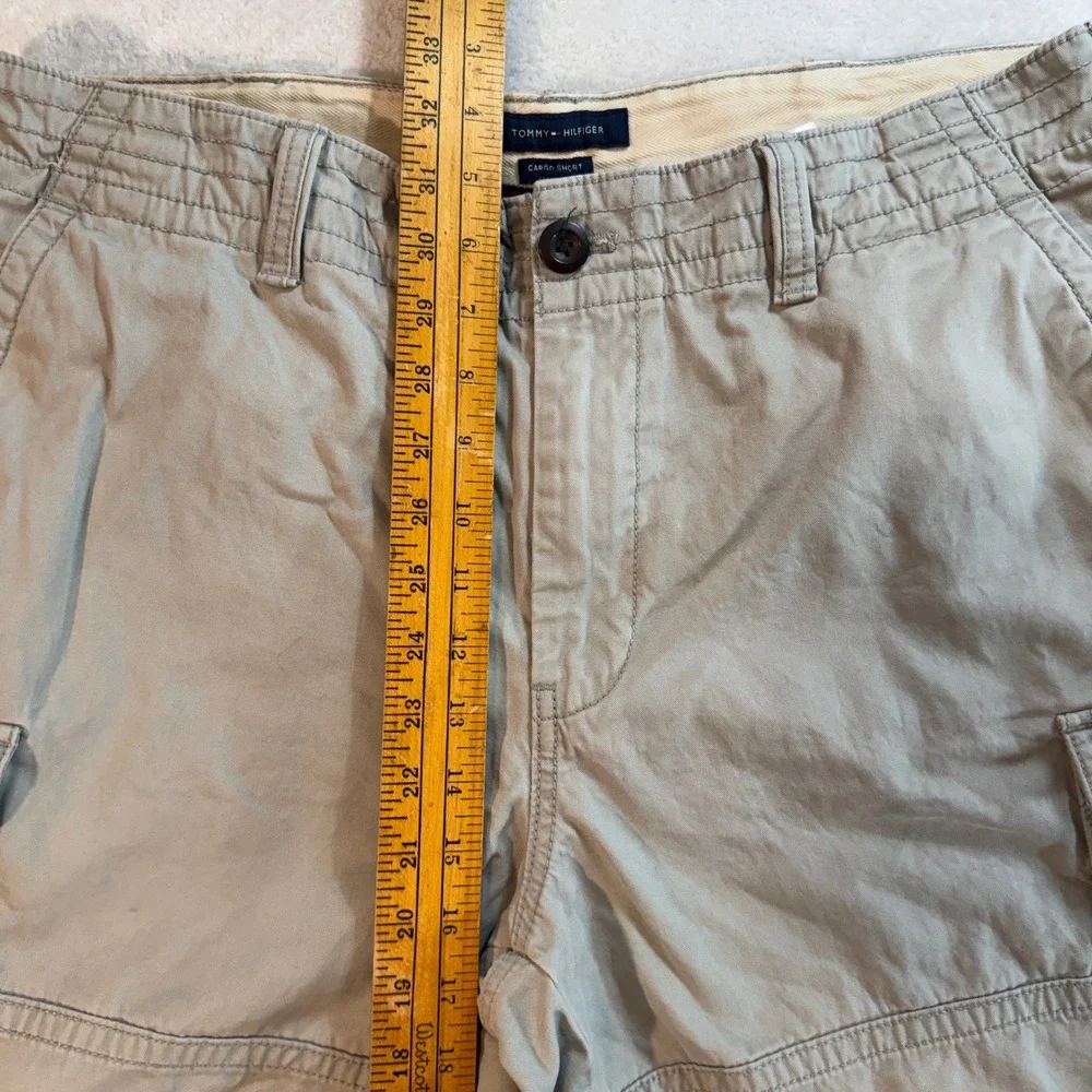 Tommy Hilfiger Mens Tan Khaki Cotton Twill Cargo Shorts Size 36 Utility Casual